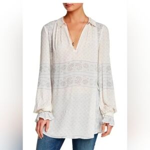 Free People elegant Cream and Aqua Women's Top